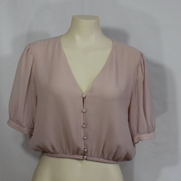 Wilfred  Aritzia Sofiane Cropped Blouse woman V-neck button up  size small - Picture 2 of 8